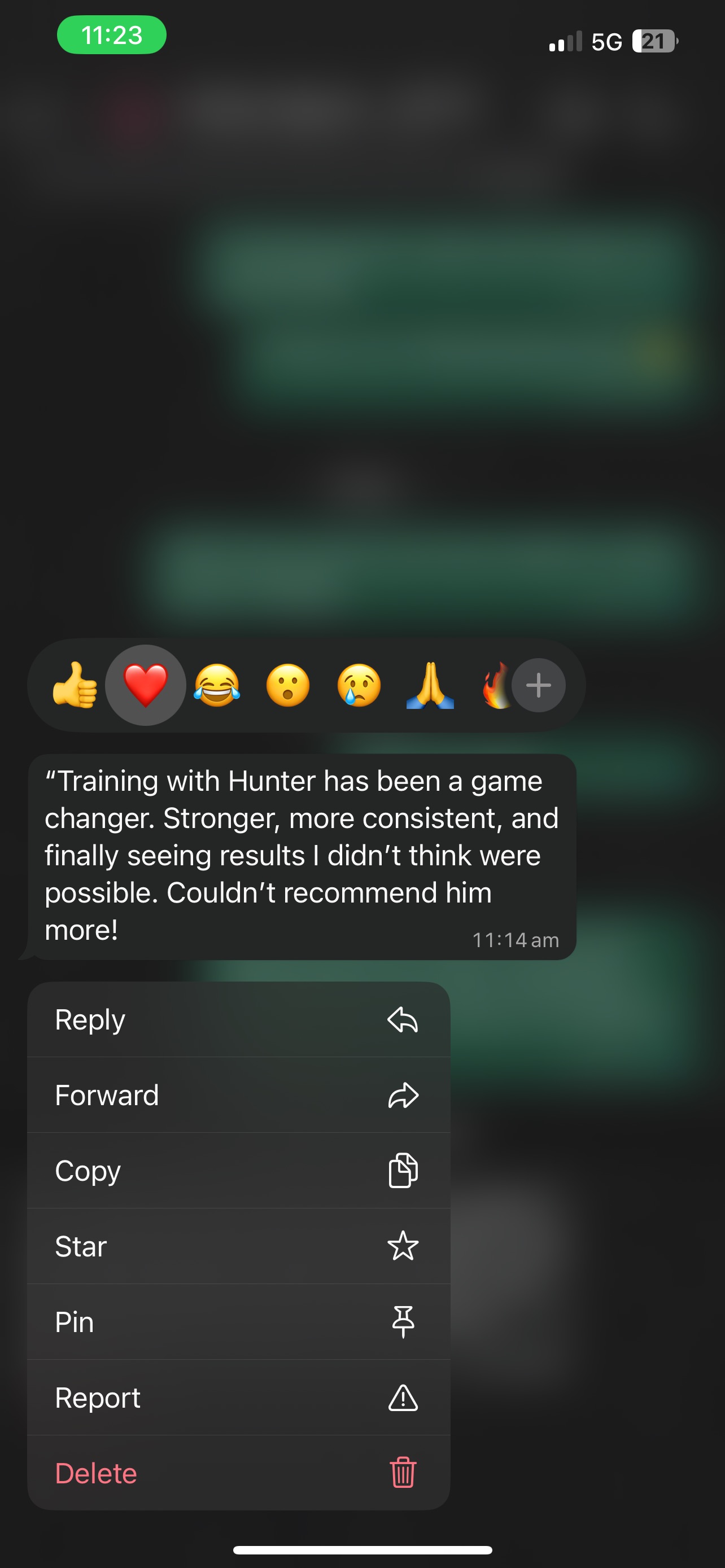 Client review: training with Hunter has been a game changer, finally seeing results I didn't think were possible